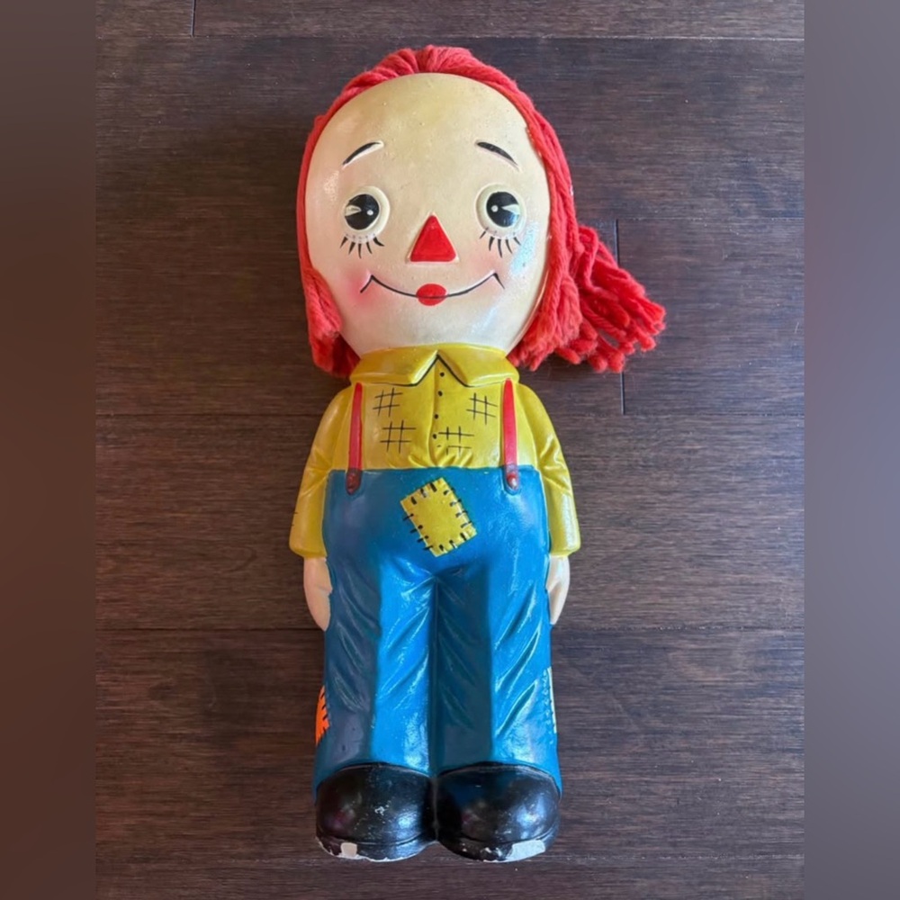 Vintage 1950's 60's Raggedy Andy Japan Chalk Ware Chalkware 13.5 Inch Bank NICE!
